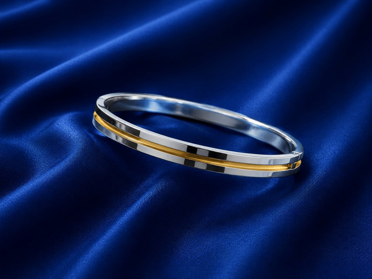 Dual-Tone Gold Centre Band Punjabi Kada